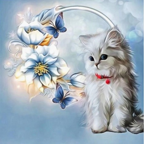 Blumen und entzückende Katzen Diamond Painting