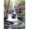 Rosa Blumen & schöner Wasserfall
