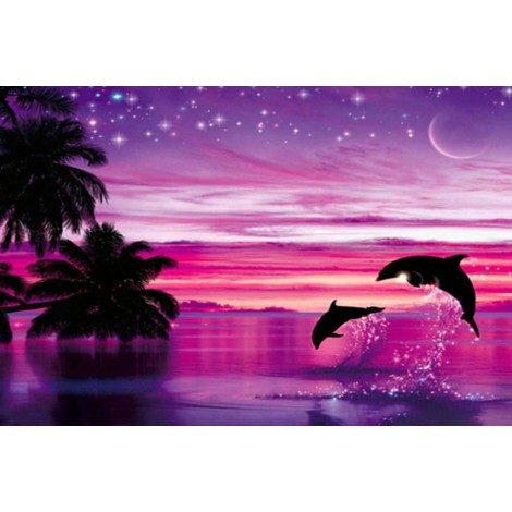 rosa Himmel Ansicht und Delfin paar
