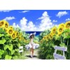 Anime Mädchen im Sonnenblumenfeld