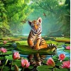Tiger sitzen im Wasser Pfund