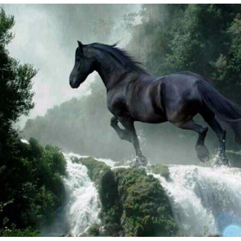 Laufendes schwarzes Pferd