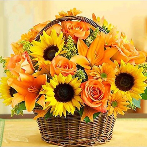 Sonnenblumen & Rosen Korb