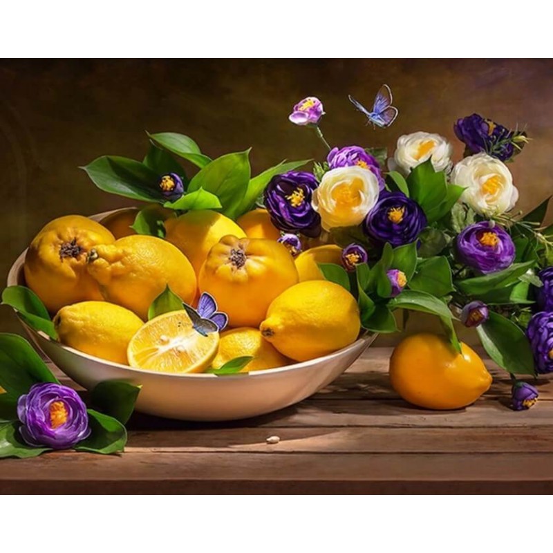 Zitronen und Blumen