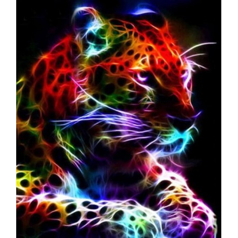 Buntes Neon-Leoparden Diamond Painting