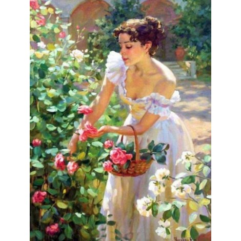Dame, die Rosen pflückt - Vladislav Nagornov