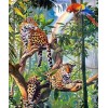 Papagei & Leoparden auf Bäumen - DIY Diamond Painting