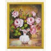 Weiße Vase & rosa Rosen