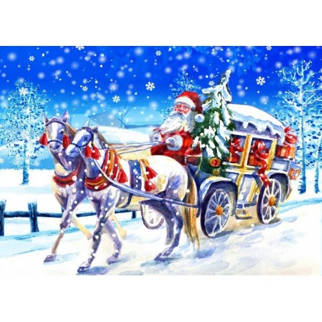 Weihnachtsmann in einer Kutsche mit Pferden