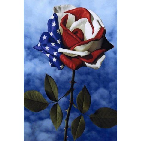 Amerikanische Flagge auf Blume DIY Diamantmalerei