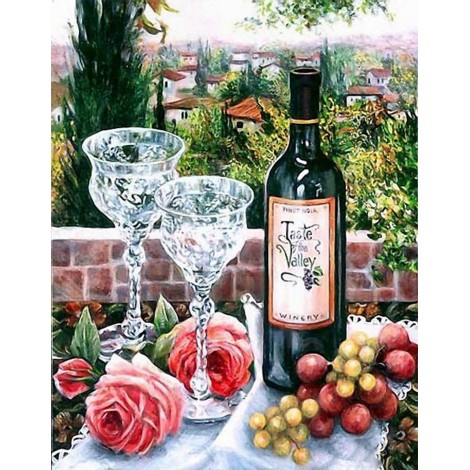 Wein, Obst & Rosen DIY Malerei