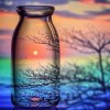Sonnenuntergang Ansicht in Glasflasche DIY Malerei
