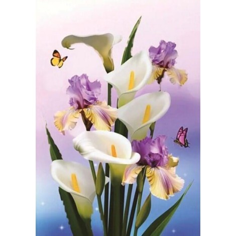 Blühende Lilly Blumen & Schmetterlinge