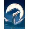Giraffe, die Mond-Fantasie- Diamond painting isst
