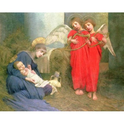 Engel, die das heilige Kind unterhalten