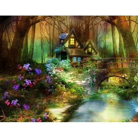 Fantasiehaus in einem Märchenwald