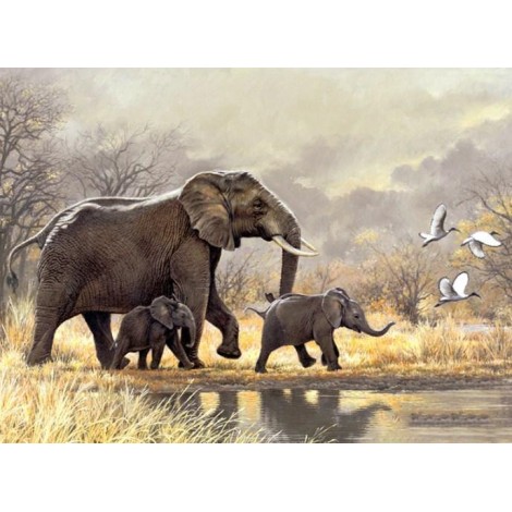 Glückliche Elefantenfamilie